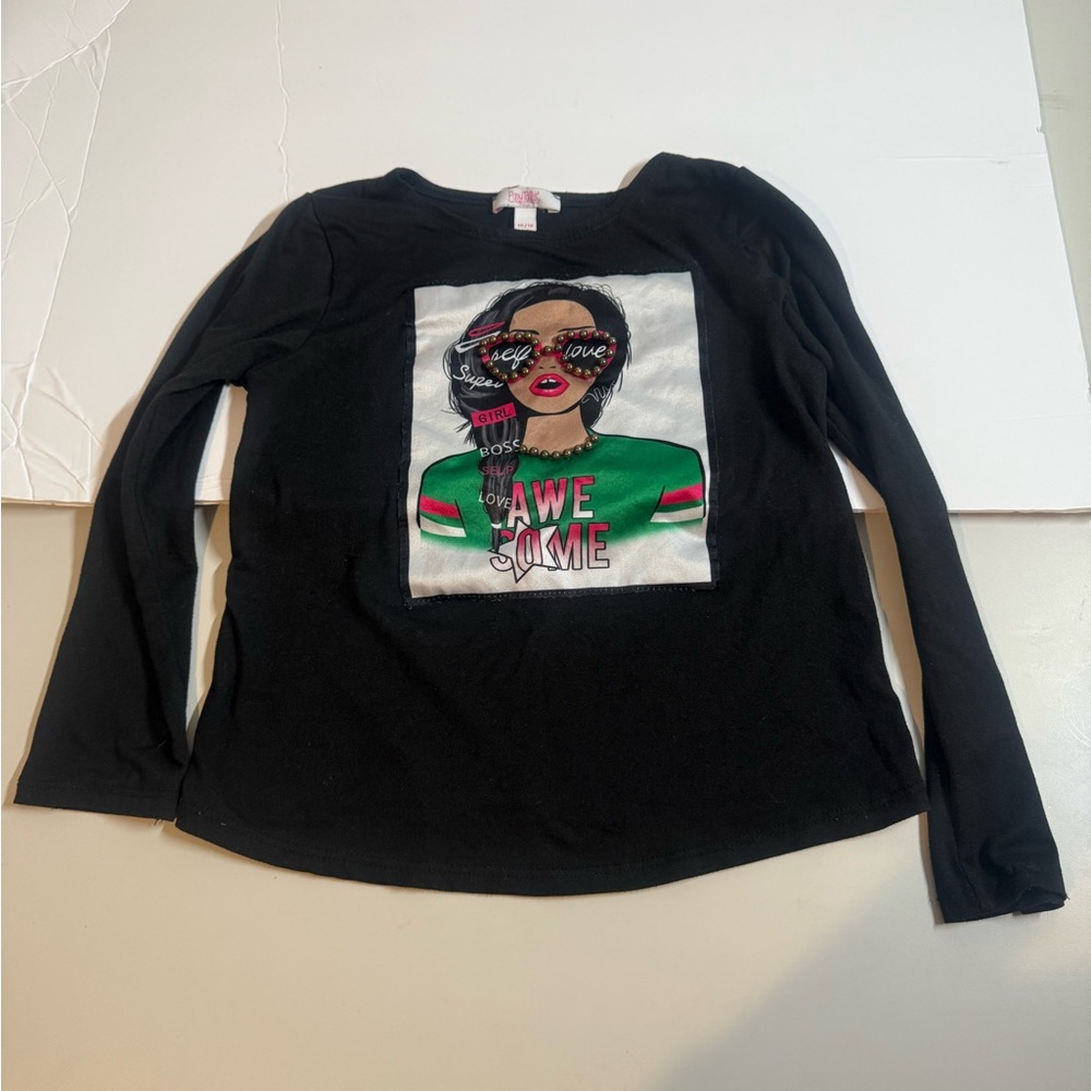 Black Long Sleeve Graphic Tee